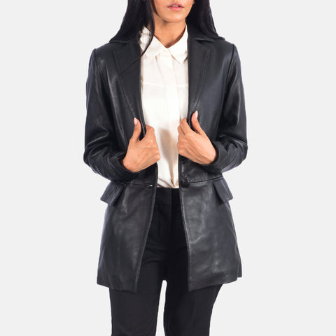 Marilyn Black Leather Blazer SH582