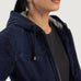 Rebella Blue Hooded Suede Bomber Jacket SH566
