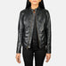 Rumella Black Leather Biker Jacket SH558
