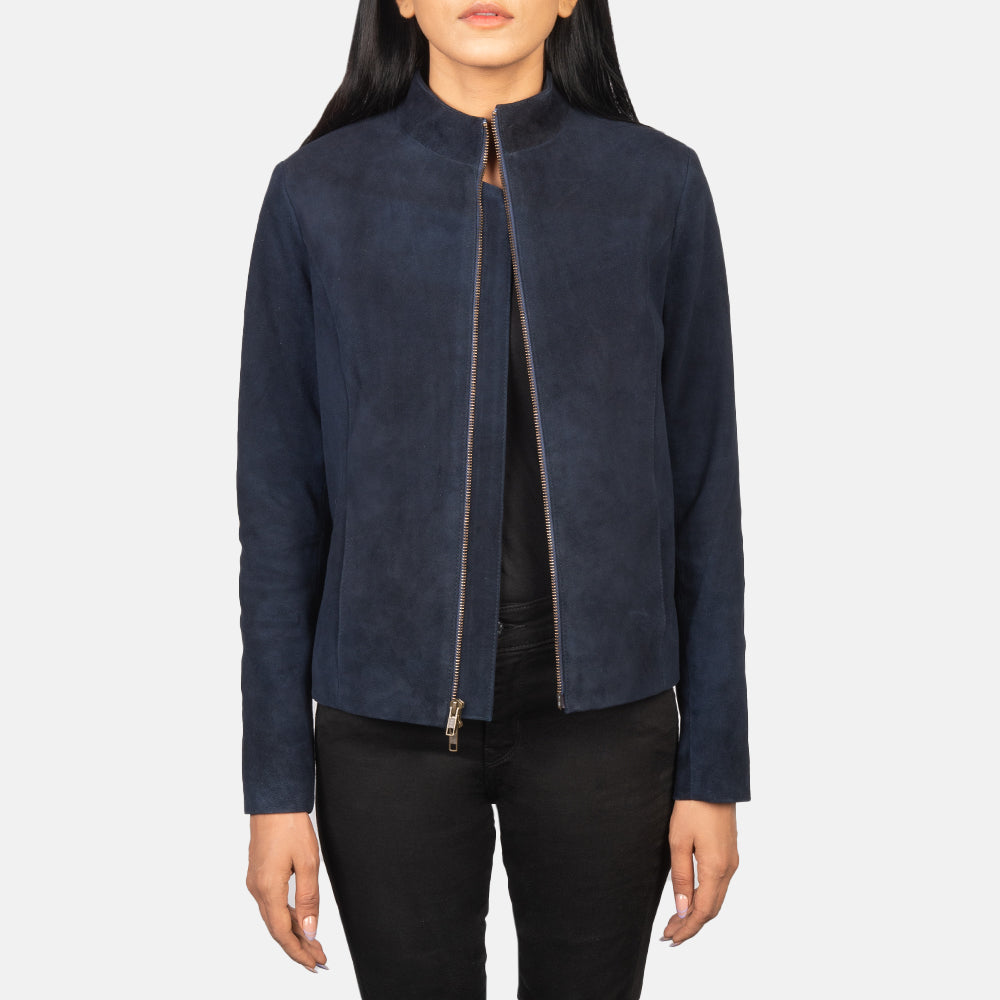 Rumella Blue Suede Biker Jacket SH557