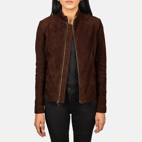 Rumella Mocha Suede Biker Jacket SH554