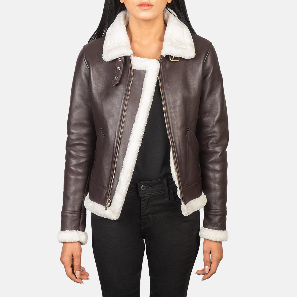 Sherilyn B-3 Maroon Leather Bomber Jacket SH533