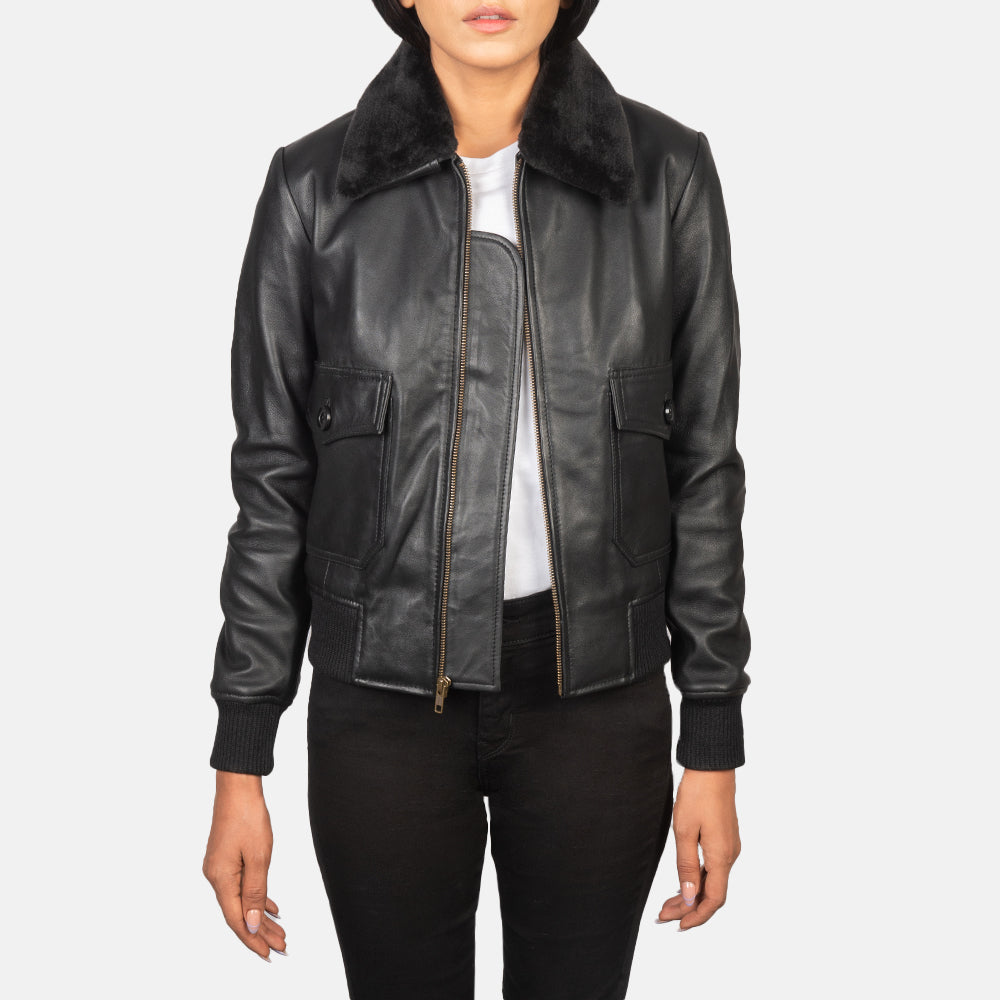 Stella G-1 Black Leather Bomber Jacket SH531
