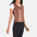 Vanda Brown Leather Biker Vest SH520